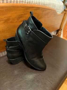 Black leather ankle boots